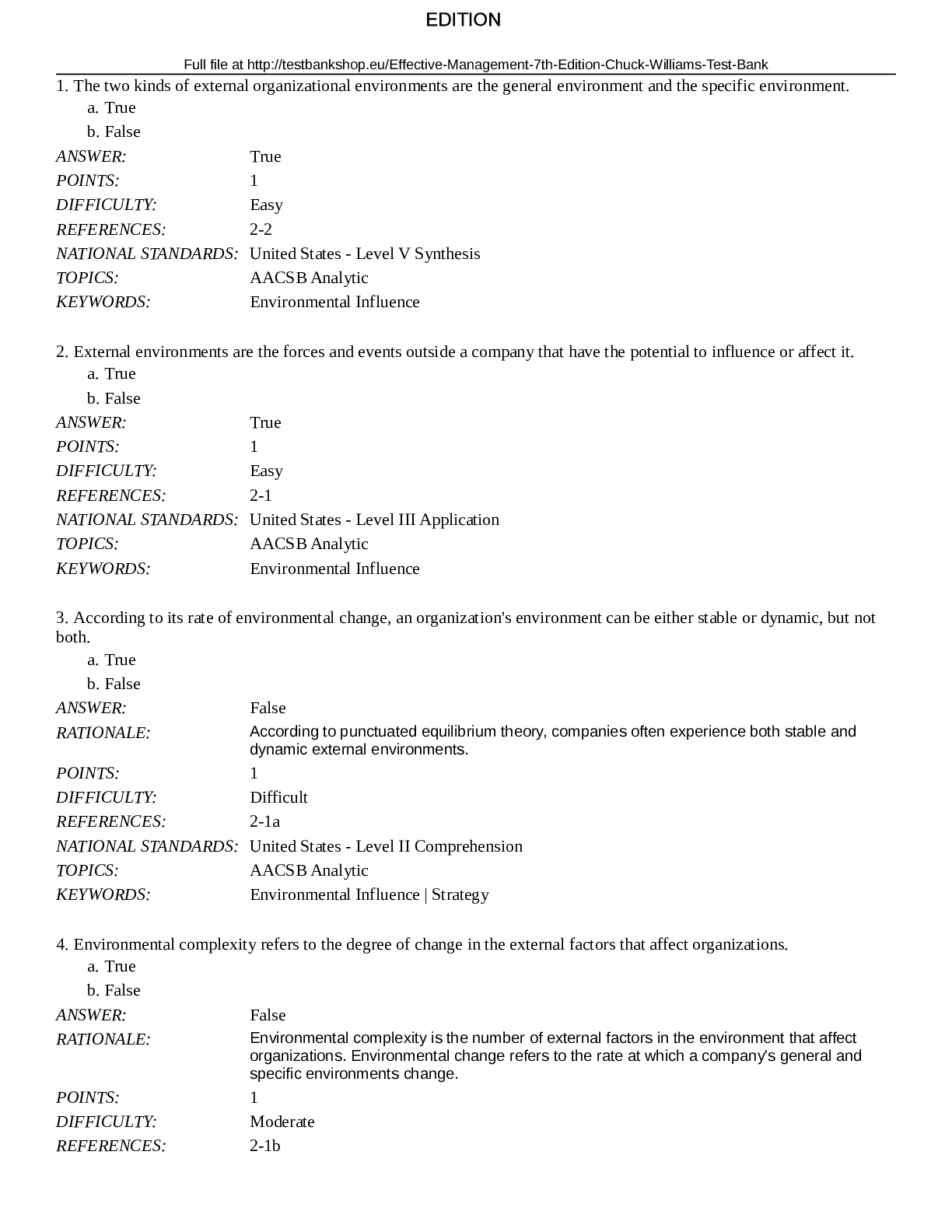 Preview image of Effective Management 7th Edition Chuck Williams Test Bank document